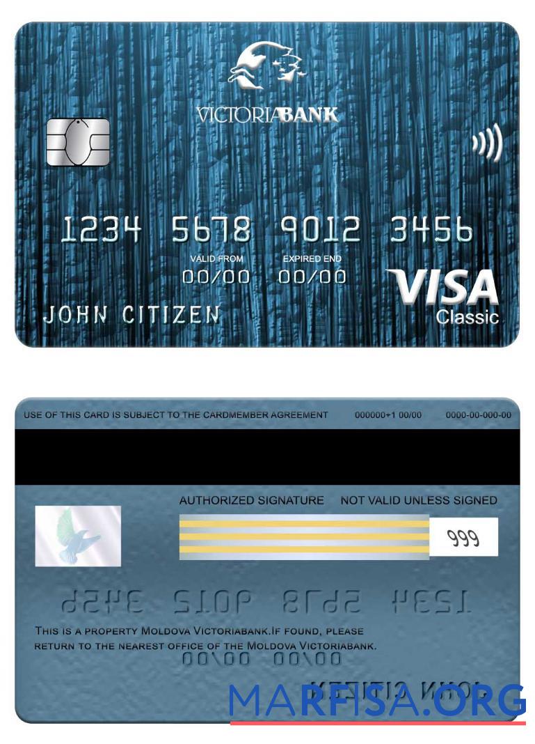 Blank Moldova Victoriabank visa classic card example